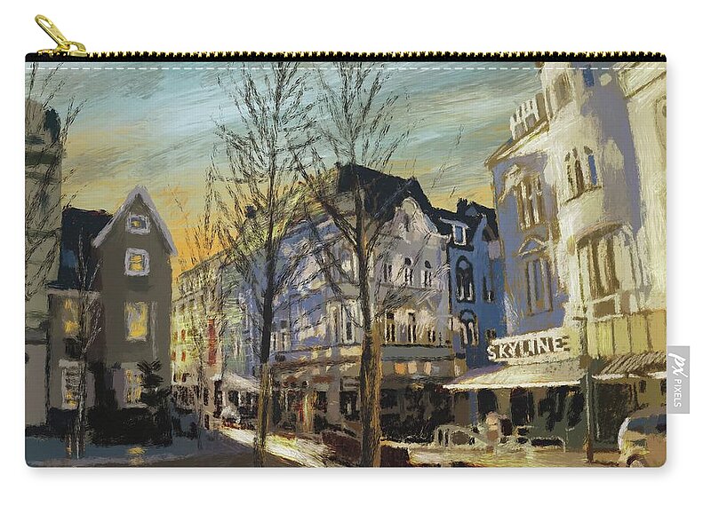 Germany Zip Pouch featuring the painting Velbert by Larry Whitler