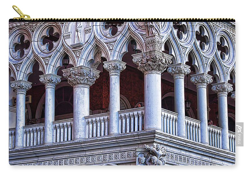 Venetian Palazzo Zip Pouch featuring the photograph Venetian Palazzo architectural detail, Las Vegas by Tatiana Travelways