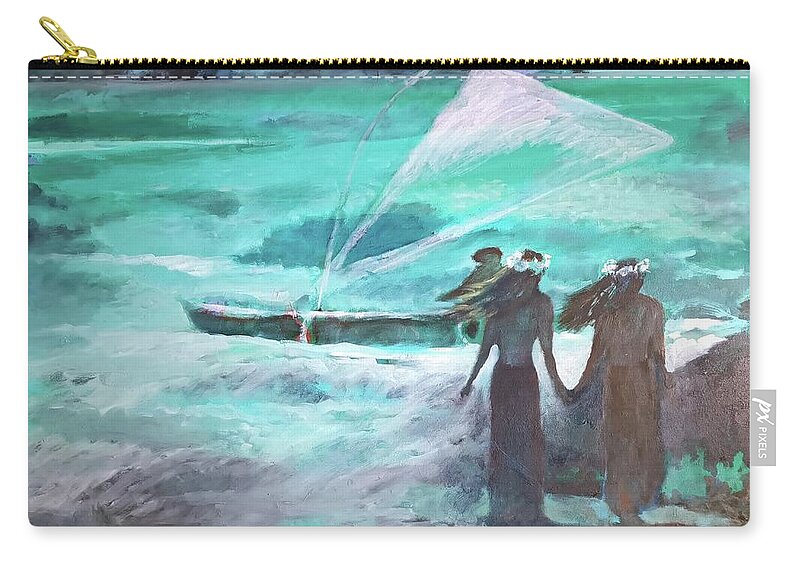 Hawaii Zip Pouch featuring the painting Vento Alle Hawaii by Enrico Garff
