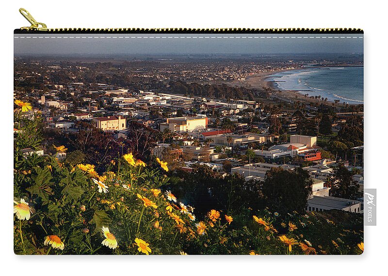 Photographs Zip Pouch featuring the photograph Ventura California Spring Flowers at Sunset by John A Rodriguez