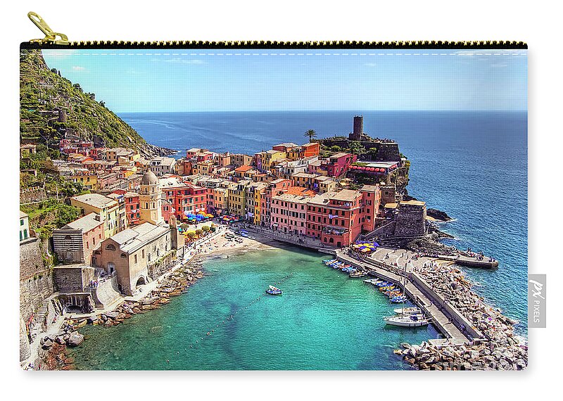 Cinque Terre Zip Pouch featuring the photograph Vernazza - Five Lands - Italy by Paolo Signorini