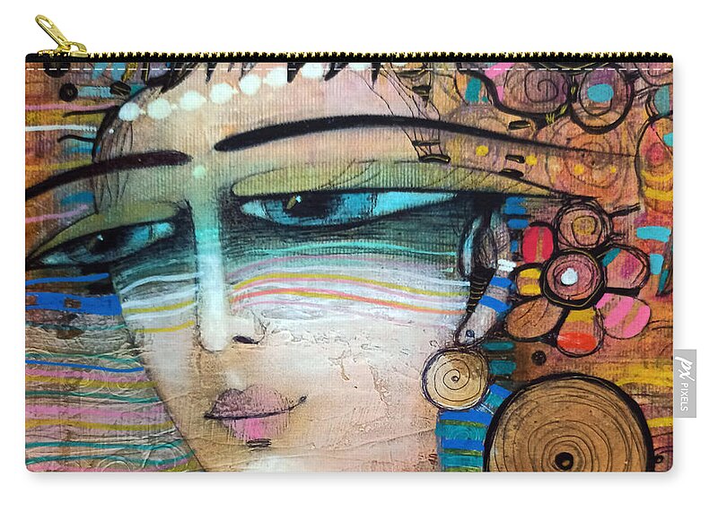 Albena Zip Pouch featuring the painting Veronique by Albena Vatcheva