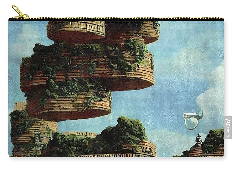 Apocalypse Zip Pouch featuring the digital art Vertical Gardens by Ally White