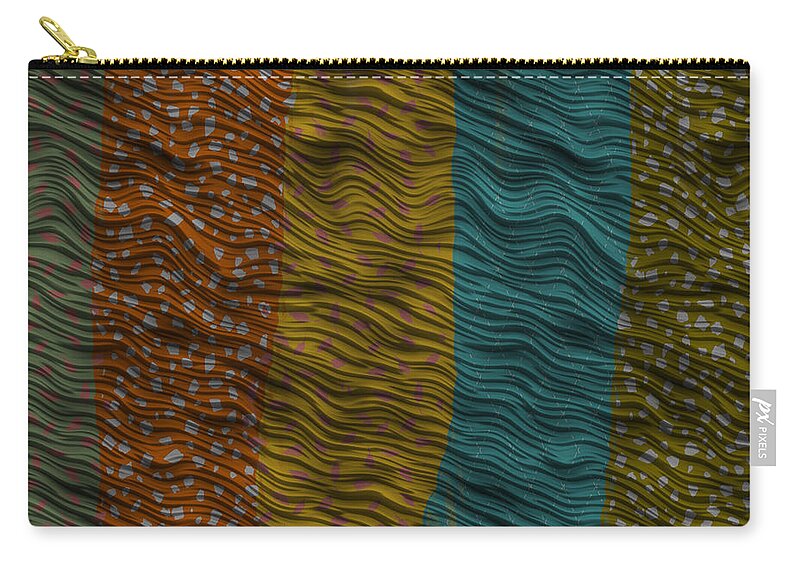 Red Turquoise Sage Zip Pouch featuring the digital art Vertical Patterns by Bonnie Bruno