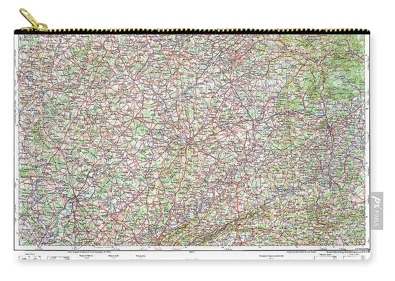 Color Zip Pouch featuring the photograph Vesoul France 1918 Map by Pete Klinger