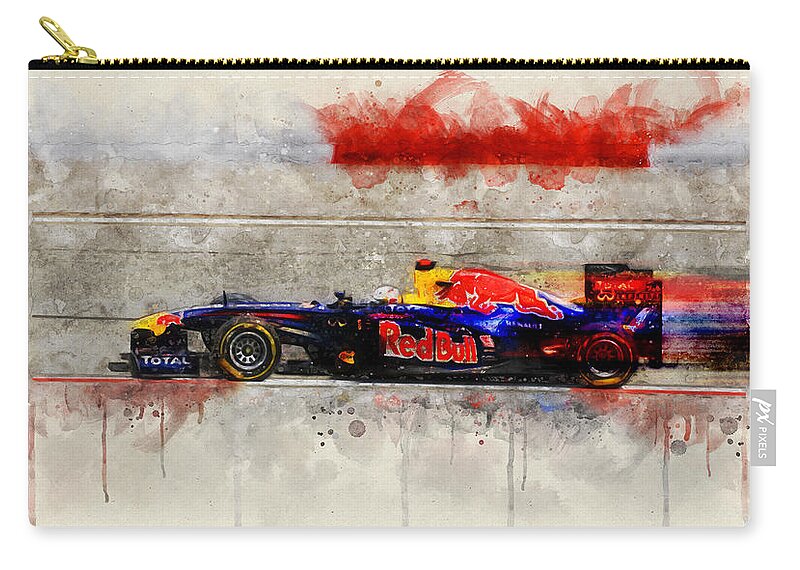 Formula 1 Carry-all Pouch featuring the digital art Vettel 2011 by Geir Rosset