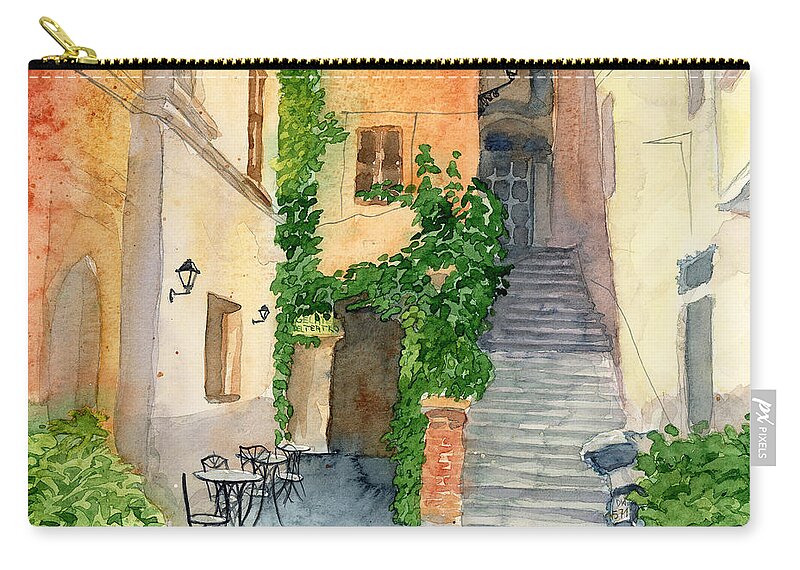 Via Dei Coronari Carry-all Pouch featuring the painting Via dei Coronari by Espero Art