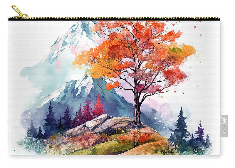 Four Seasons Zip Pouch featuring the painting Vibrant Four Seasons Landscapes by Lourry Legarde