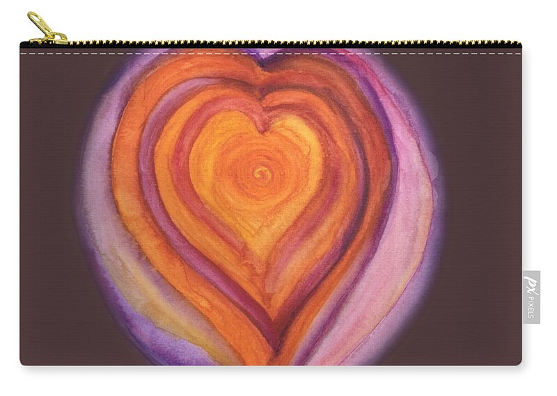 Vibrant Carry-all Pouch featuring the painting Vibrant Hearts within Hearts  by Sandy Rakowitz