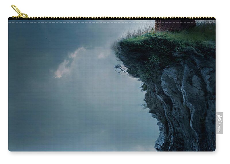 Victorian Zip Pouch featuring the photograph Victorian Woman Lantern Sea Storm Cliff by Lee Avison