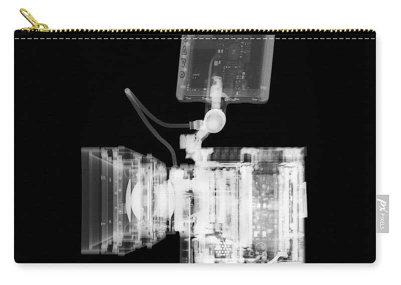 Black Zip Pouch featuring the photograph Video camera, X-ray. by Science Photo Library