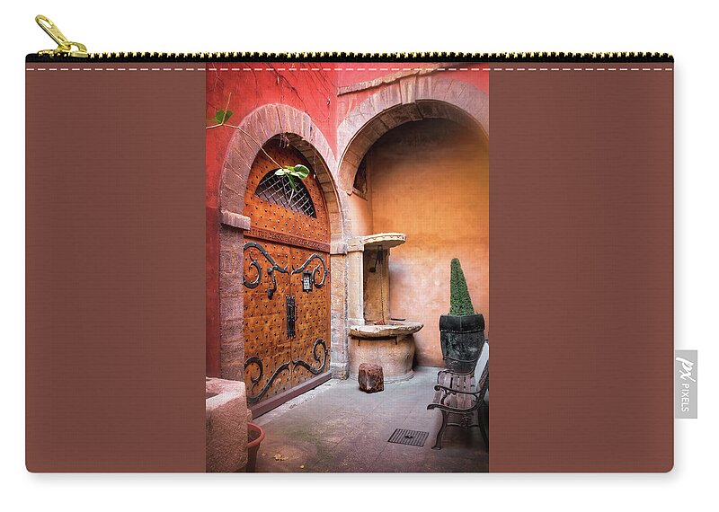 Lyon Zip Pouch featuring the photograph Vieux Lyon France A Medieval Courtyard by Carol Japp