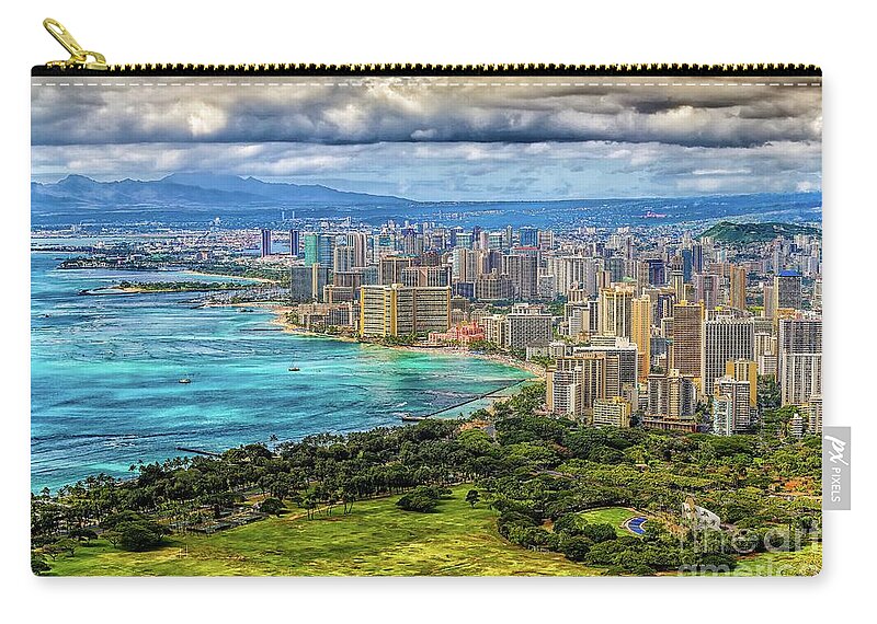 Jon Burch Zip Pouch featuring the photograph View from Diamond Head by Jon Burch Photography