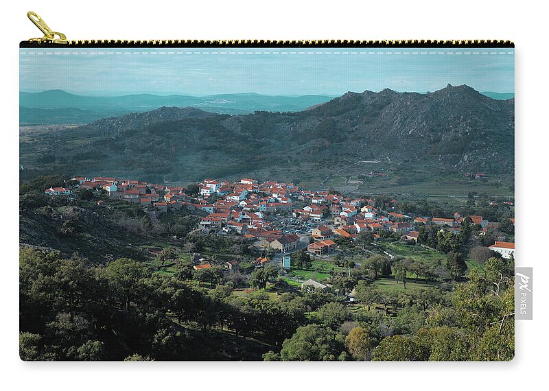 Monsanto Zip Pouch featuring the photograph View from the castle of Monsanto by Angelo DeVal