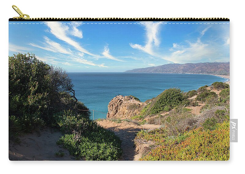 Beach Zip Pouch featuring the photograph View from the Top of Point Dume by Matthew DeGrushe