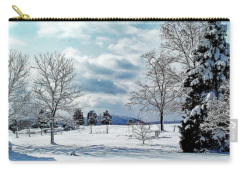 Snow Carry-all Pouch featuring the digital art View in Welsh Run, Pennsylvania by Nancy Olivia Hoffmann