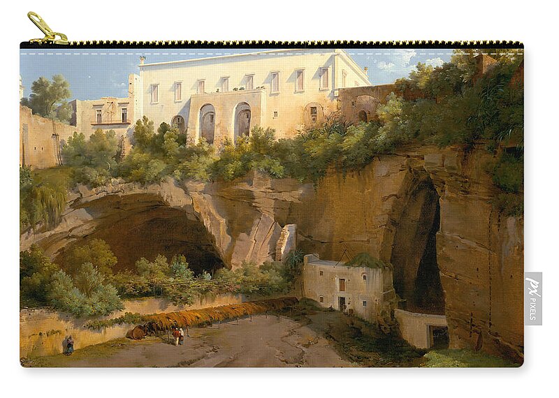 Lancelot-theodore Turpin De Crisse Zip Pouch featuring the painting View of a Villa, Pizzofalcone, Naples by Lancelot-Theodore Turpin de Crisse