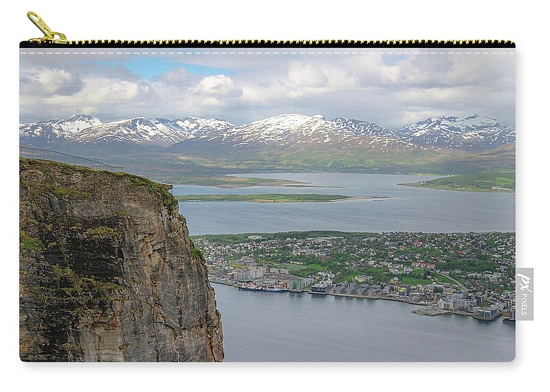 Clouds Zip Pouch featuring the photograph View over Tromso, Norway by Matthew DeGrushe