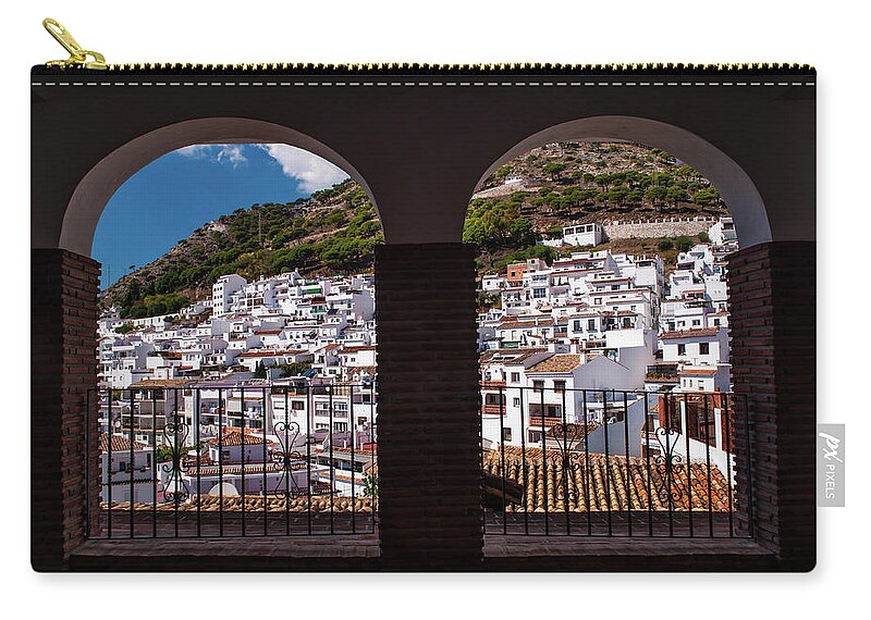 Jenny Rainbow Fine Art Zip Pouch featuring the photograph View to Pueblo Blanco Mijas by Jenny Rainbow