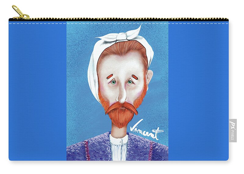 Vincent Zip Pouch featuring the digital art Vincent lost a ear by accident by Isabel Salvador