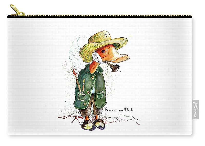 Duck Zip Pouch featuring the painting Vincent van Duck by Miki De Goodaboom