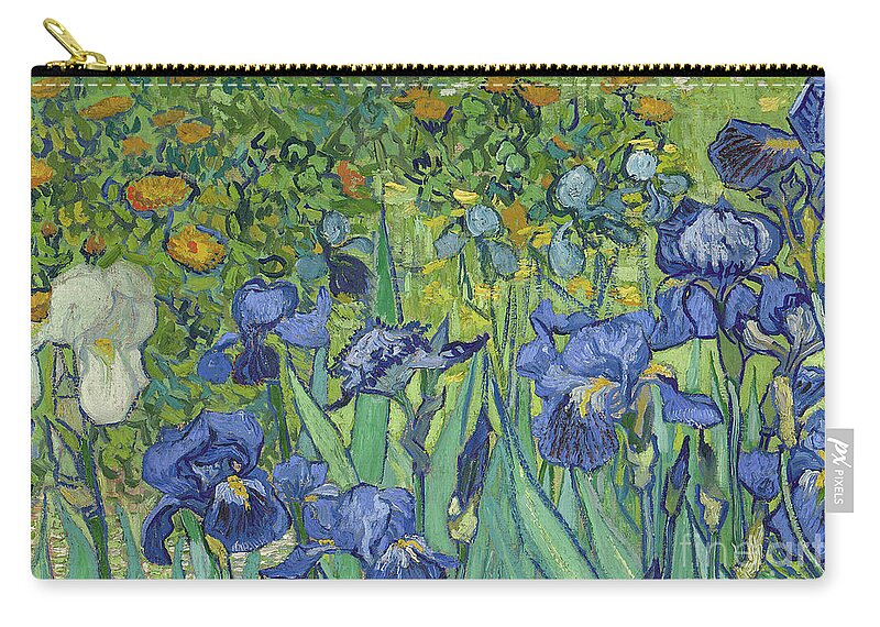 Irises Zip Pouch featuring the painting Vincent Van Gogh, Irises, 1889 by Vincent Van Gogh by Vincent Van Gogh