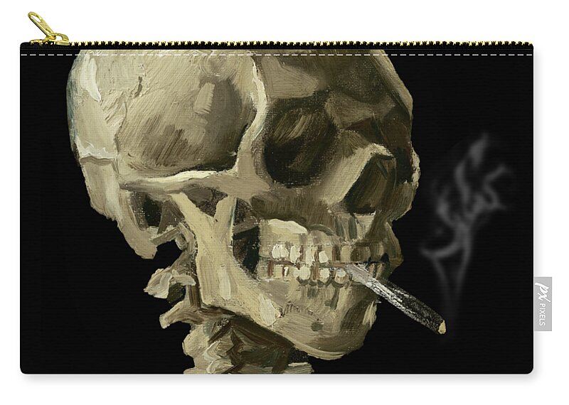 Vincent Van Gogh Smoking Skeleton Custom Slip On Vans