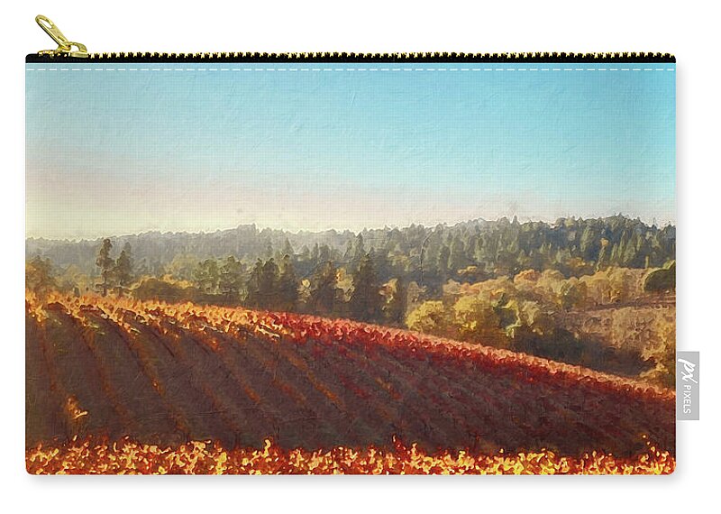 Tuscany Zip Pouch featuring the painting Vineyards in Tuscany - 05 by AM FineArtPrints