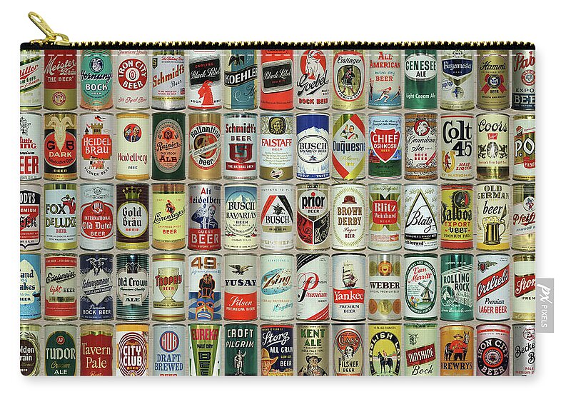 Vintage Beer Can Collection Zip Pouch by Pheasant Run Gallery - Pixels