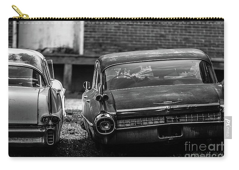 Story Mill Zip Pouch featuring the photograph Vintage Cars Story Mill Complex Bozeman Montana by Edward Fielding