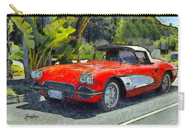Car Zip Pouch featuring the photograph Vintage Corvette Pismo Beach California by Barbara Snyder