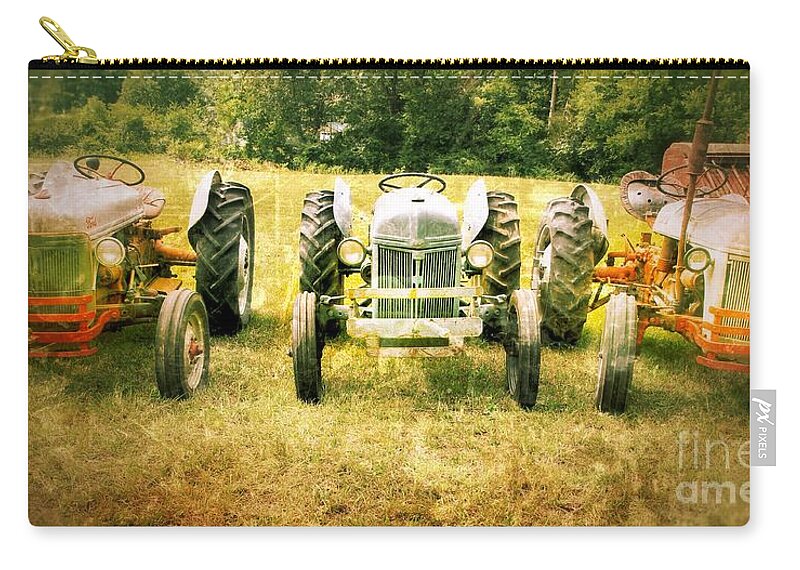 Tractor Zip Pouch featuring the photograph Vintage Ford Tractors by Mike Eingle