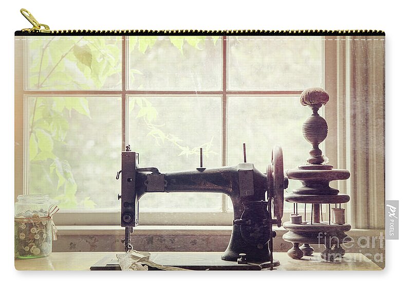 Sewing Zip Pouch featuring the photograph Vintage sewing machine by Jane Rix