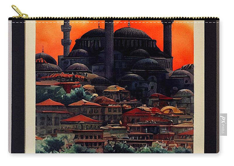 Vintage Travel Poster Of Istanbul Turkey Décor Zip Pouch featuring the painting Vintage Travel poster of Istanbul Turkey extrem a6a67ac6 f229 645d30 0437cf c07604336e329 by Celestial Images
