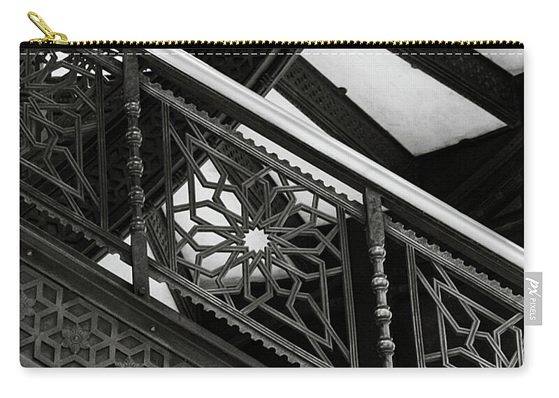 Architecture Zip Pouch featuring the photograph Vintage Vantage BW by Christi Kraft