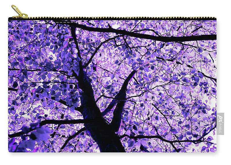 Forest Zip Pouch featuring the photograph Violet funky tree by Severija Kirilovaite