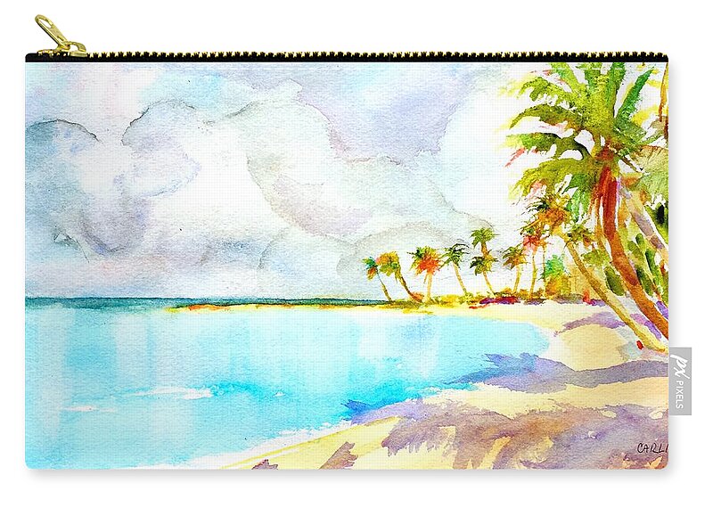 Tropical Beach Zip Pouch featuring the painting Virgin Clouds by Carlin Blahnik CarlinArtWatercolor