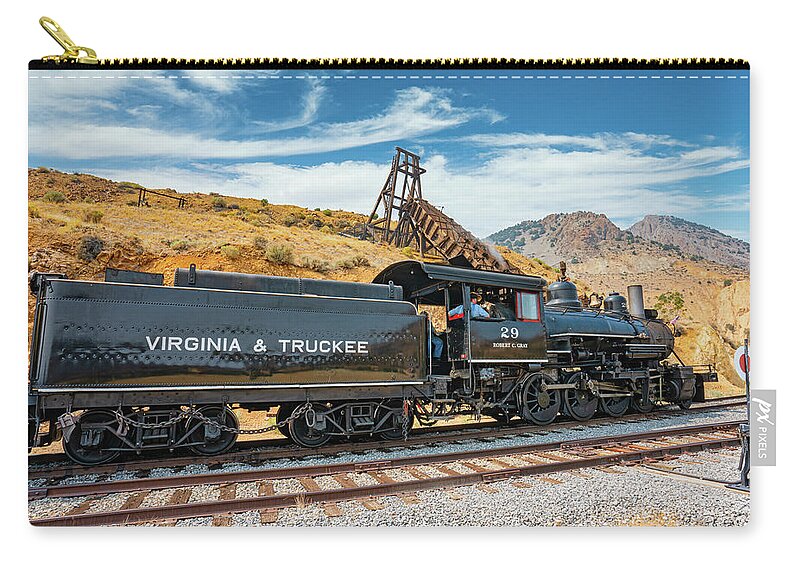 Gold Hill Carry-all Pouch featuring the photograph Virginia and Truckee Steam Engine by Ron Long Ltd Photography