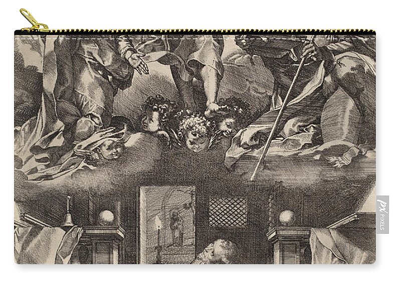 Federico Barocci Zip Pouch featuring the drawing Vision of Saint Francis by Federico Barocci