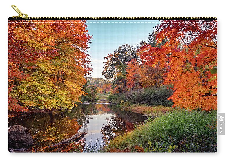 Sunny Farm Zip Pouch featuring the photograph Vivid colors of autumn 4 by Lilia S
