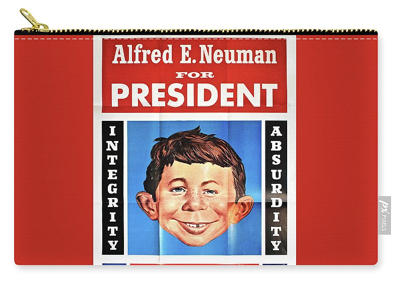 Alfred E Neuman Zip Pouch featuring the photograph Vote For Alfred E. Neuman by Ron Long