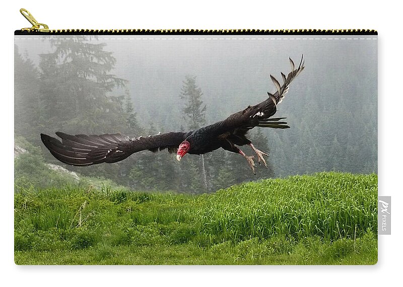 Vulture Zip Pouch featuring the photograph Vuture in the Valley by Judy Cuddehe