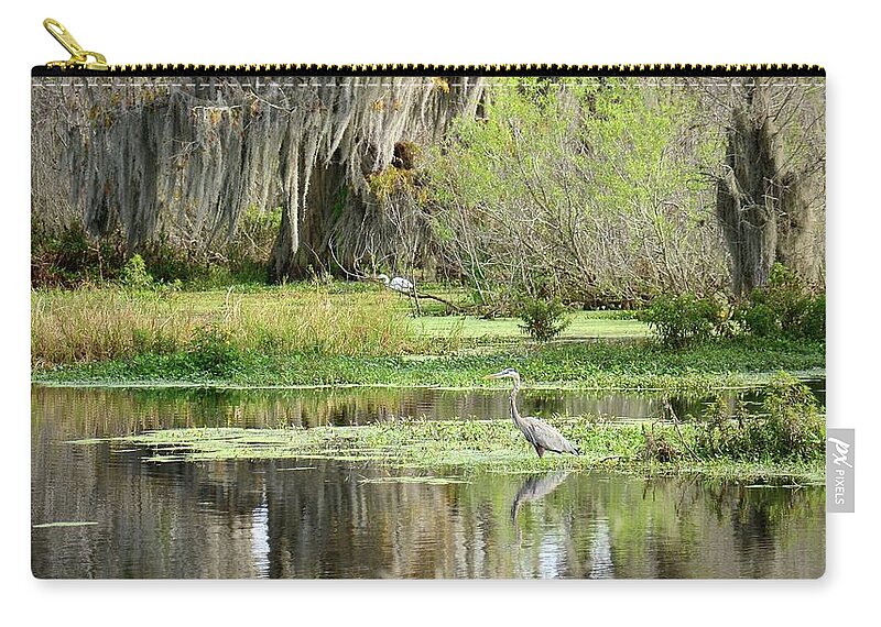 Marsh Zip Pouch featuring the photograph Wading Bird Way by Carol Bradley