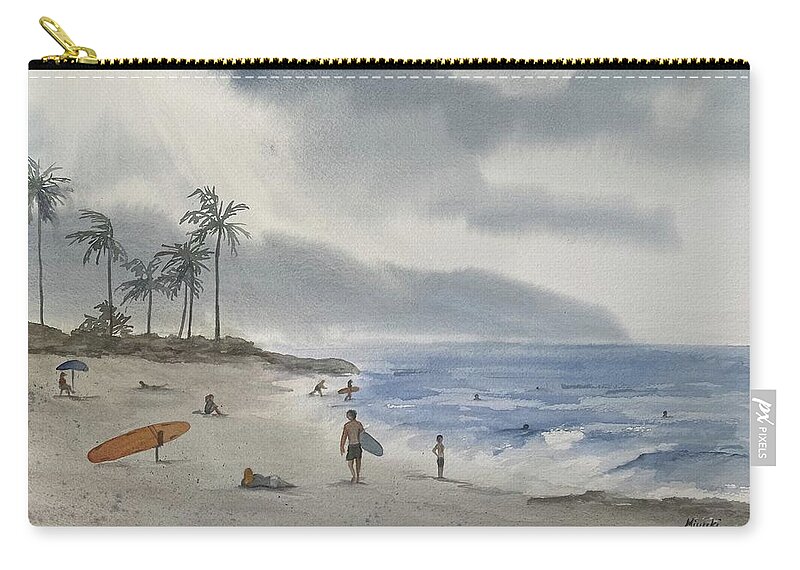 Beach Zip Pouch featuring the painting Waialua Sky by Kelly Miyuki Kimura