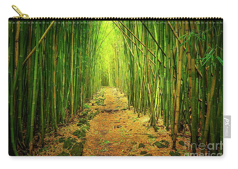 America Zip Pouch featuring the photograph Waimoku Bamboo Forest by Inge Johnsson