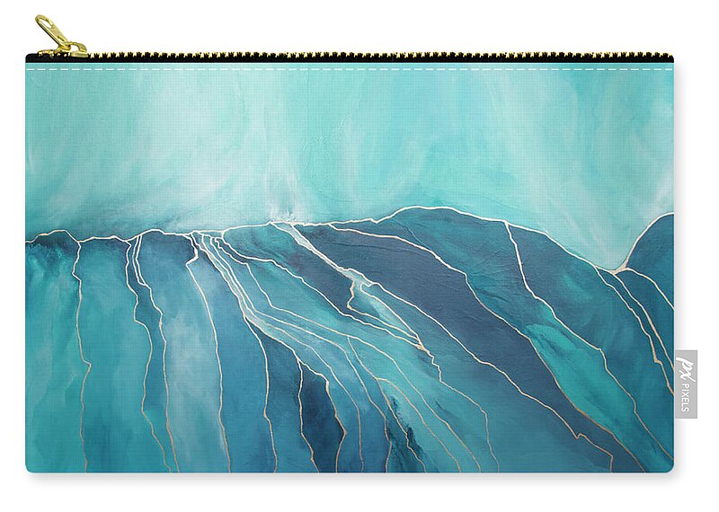 Blue Zip Pouch featuring the painting Waiting and Watching by Linda Bailey