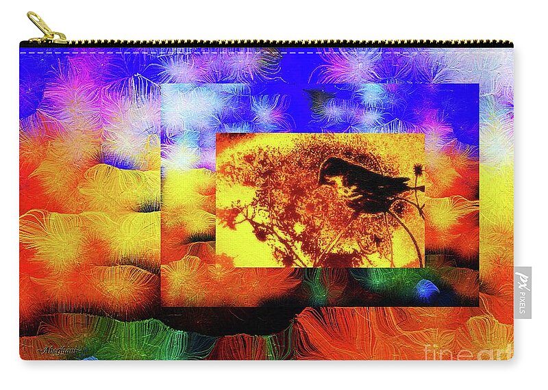 Silk-featherbrush Zip Pouch featuring the mixed media Waking up inside a Dream within a Dream by Aberjhani