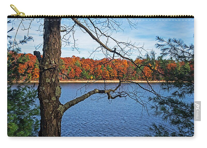 Walden Zip Pouch featuring the photograph Walden Pond Fall Foliage Through the trees Concord Massachusetts by Toby McGuire