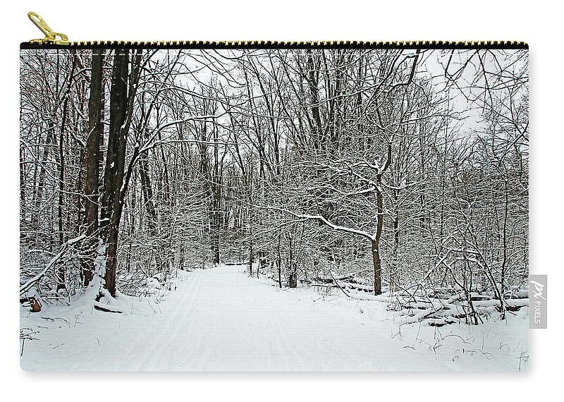 Guelph Zip Pouch featuring the photograph Walking A Winter Trail by Debbie Oppermann