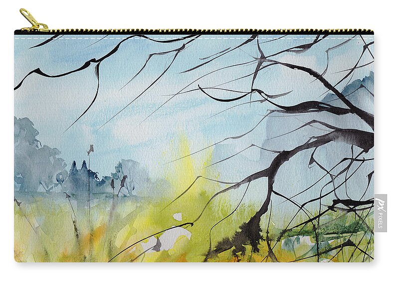 Landscapes Zip Pouch featuring the painting Walking back into Southwell by Ann Leech